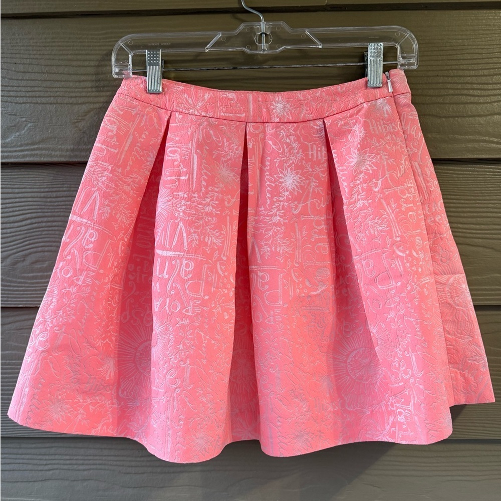 Lilly Pulitzer Women's Harlie Hot Peachy Pink Zip Fly Pleated Poof Skirt Sz 2/XS
